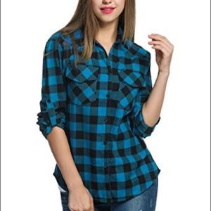Garage Blue and Black Plaid Longsleeve